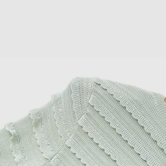 Women Ribbed Knit Two-Piece Set Round Neck Cardigan-Midi Skirt Mint Green Size M - Picture 11 of 17